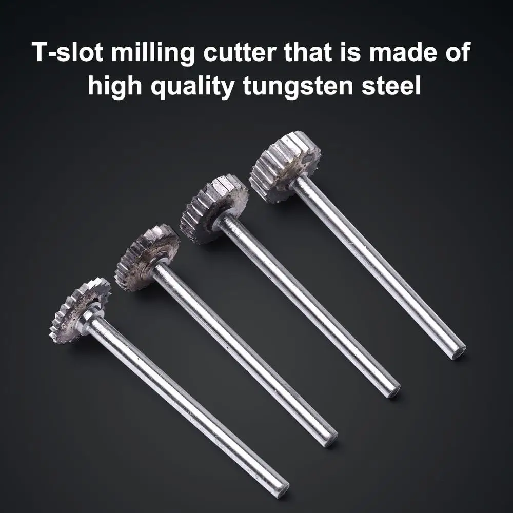 1pcs Tungsten Steel T Slot Router Bit Cutter Rotary File Cutter Tool 12mm*1/2/3/4mm for Metal Wood Plastic Carving Rotary Tools