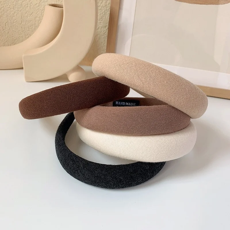 Fashion Plain Velvet Padded Headbands Ladies Candy Color Thick Wide Sponge Hairbands for Women Girls Hair Hoop Bezel Accessories