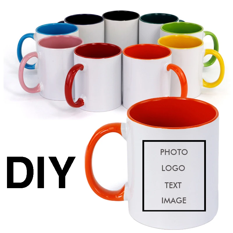 Diy Custom Ceramic Mug Color Inside and Handle Inside Cup print Photo Picture Logo Text Image Creative Personalized Gifts