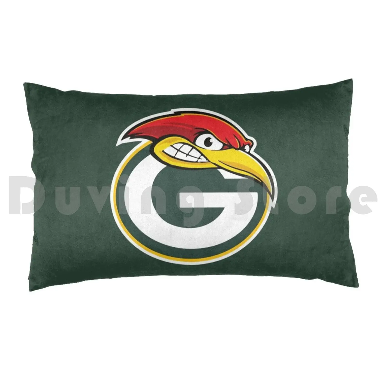 Pillow Case Green Bay Wood Peckers-Logo-Color Background Hat Football American American Football