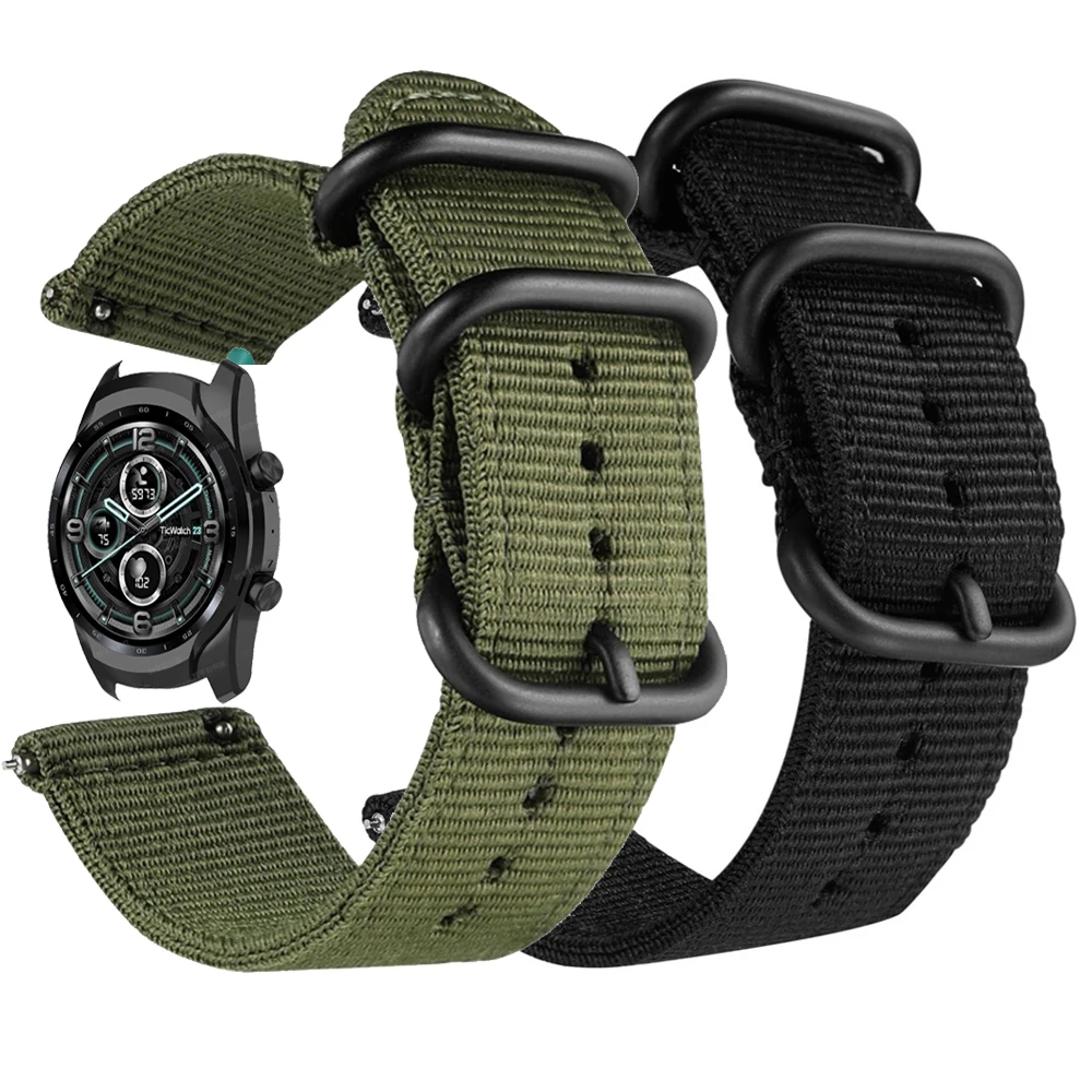 Correa de lona de nailon de 22MM para Ticwatch GTX, pulsera deportiva para Ticwatch Pro 3, GPS/2020/2019/E2/S2