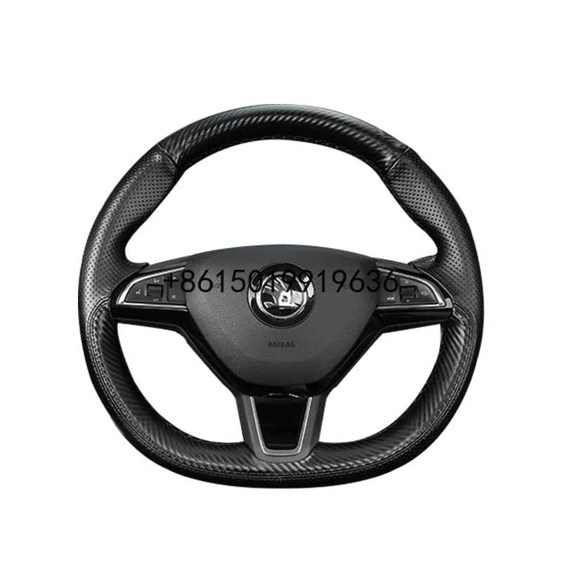 

DIY Top Leather Car Steering Wheel Hand-stitch on Wrap Cover For skoda KODIAQ GT