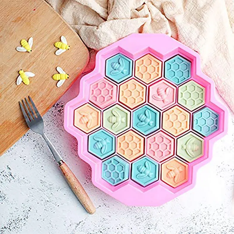 19 Cavities Honeycomb Cake Molds Silicone Soap Making Molds Pull-Apart Dessert Pan Candy Baking Cake Moulds