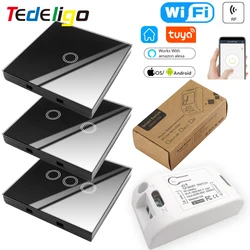 Tuya Smart APP WiFi Touch Wall Switch Light Wireless RF 433Mhz DIY Relay Timer Module Google Home Alexa AC 110V 220V 10A On Off