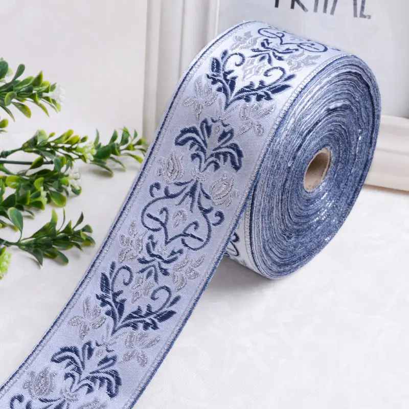 25Yards 6cm Embroidery Lace Woven Jacquard Ribbon Trims Pattern For Curtain Sofa Clothing Straps Accessory DIY Sewing Fabric