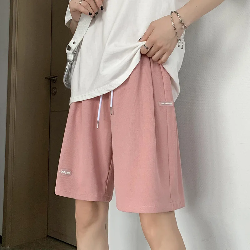 2021Summer Casual Ice Silk Shorts Women High Waist Loose Shorts Short Sweat Pants Womens Knee Length Shorts Plus Size