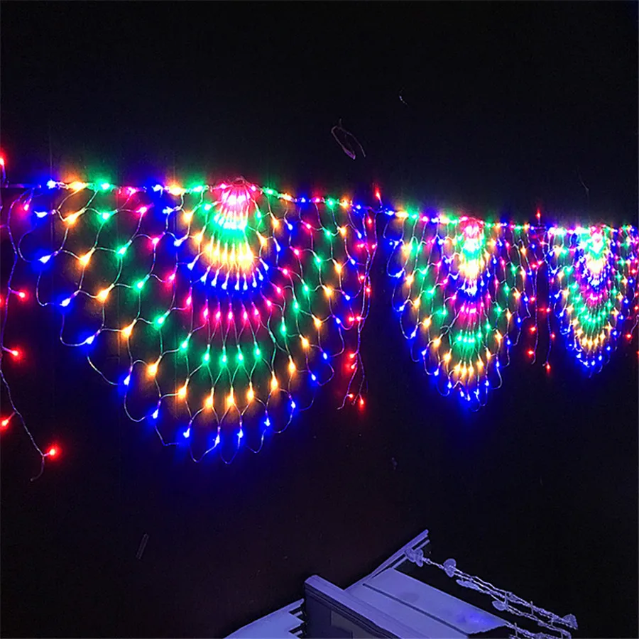 EU/US/UK Plug 3M 3 Peacock Mesh Net Led String Lights Outdoor Wedding Window holiday Strings For Christma New Year Party Decor