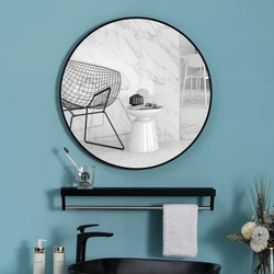 40/50/60/70cm Simple Make UP Mirror Round Vanity Bathroom Mirror With Shelf Wall-mounted Free Punch For Women Make Up Mirror