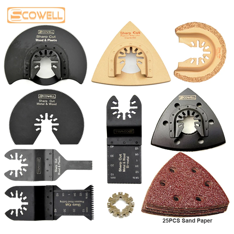 

SCOWELL Replaced Oscillating Plunge Multi Tool Saw Blades Kit Accessories For Multimaster Power Tools Wood Metal Cutting