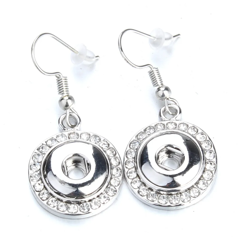 New 12mm Snap Jewelry Mini Snap Buttons Earrings Fit 12mm Snap Button Metal Crystal Dangle Earrings For Women