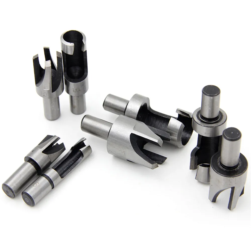 8pcs Round Shank 3/8"(9.5mm)  6-10-13-6mm Carpentry Wood Plug Cutter Straight Tapered Claw Type Drill Bit Set Wood drill