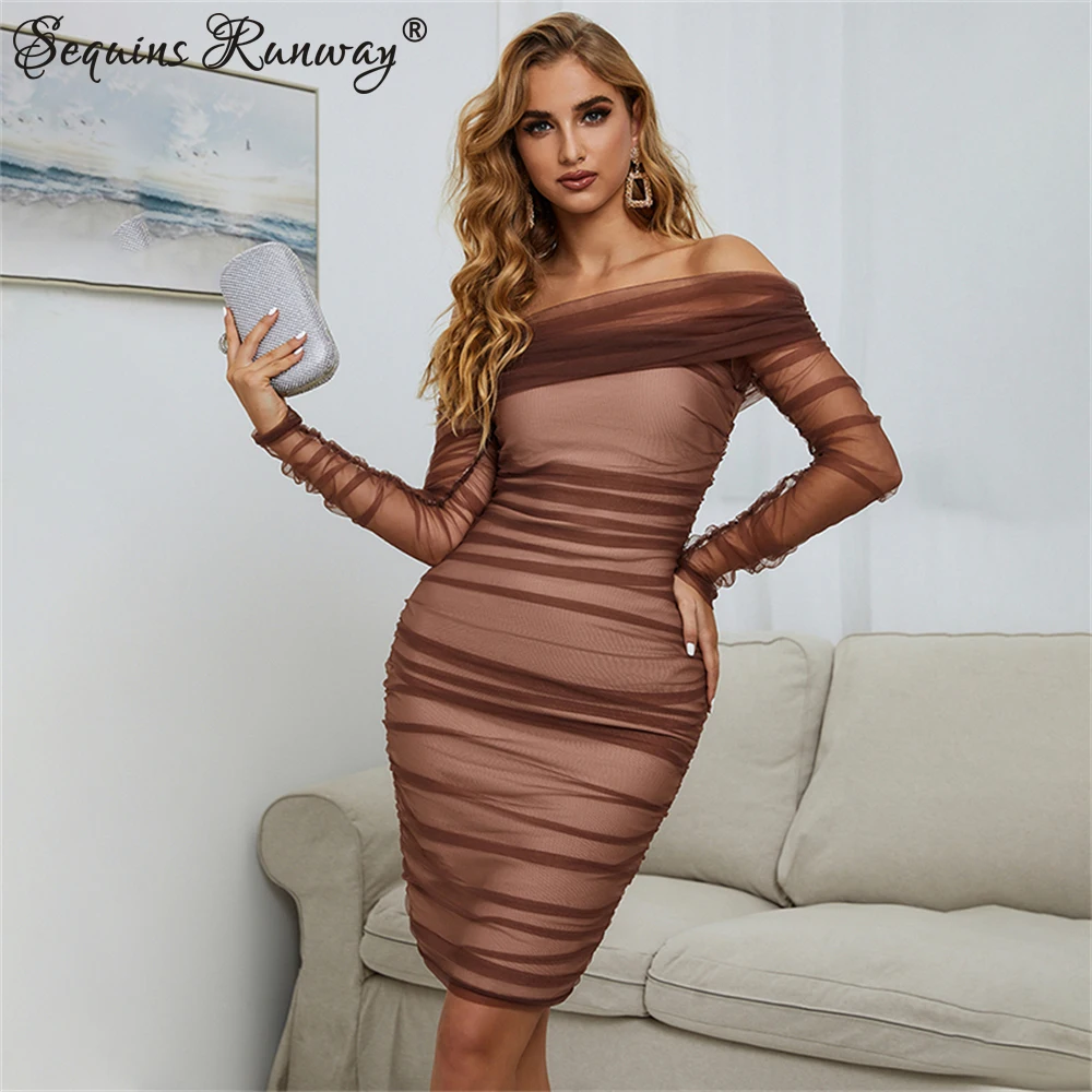 

Sexy vintage backless mesh summer mini Bandage dress women prom evening dresses long sleeve woman Birthday bodycon party dress