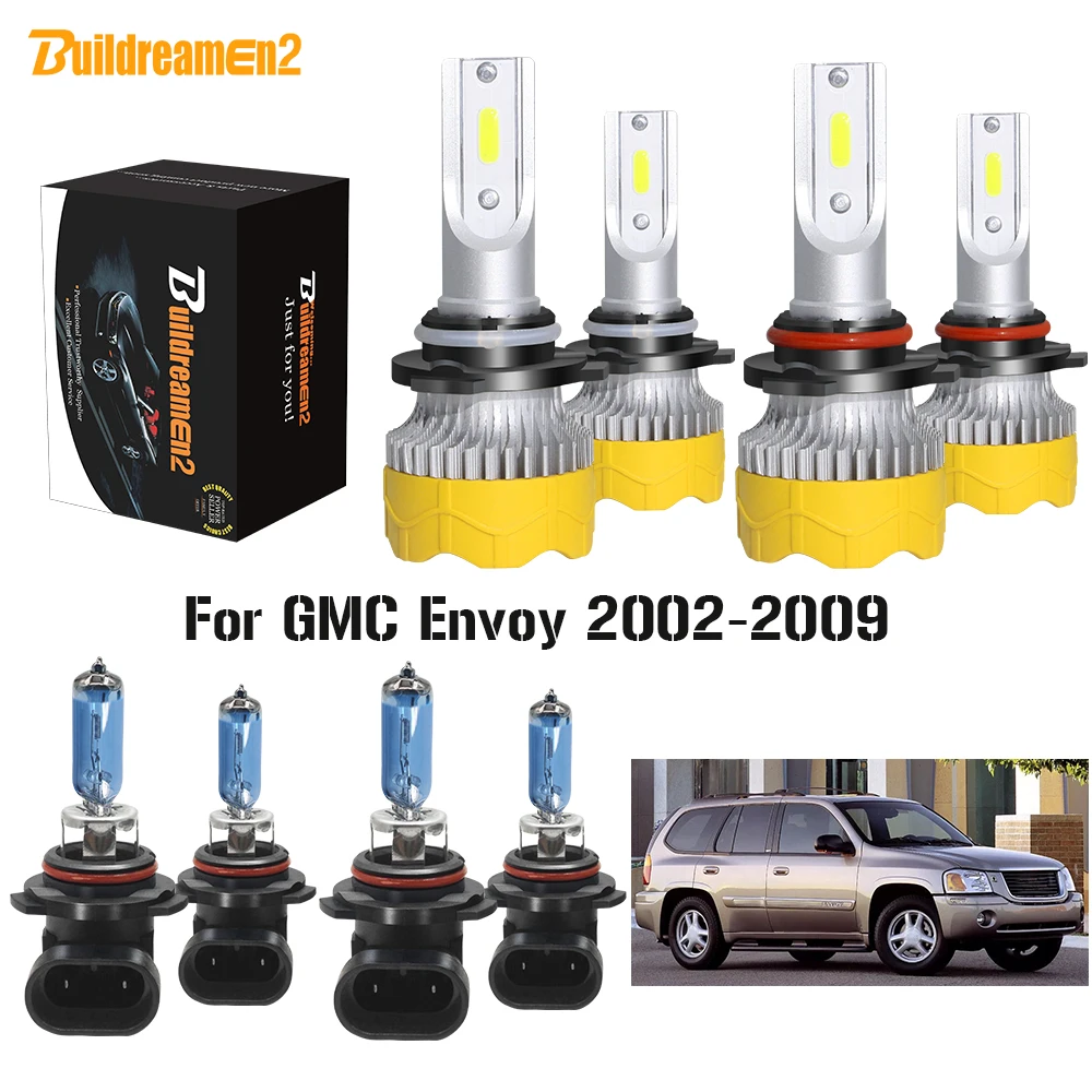 

Buildreamen2 4 X Car Headlight High Low Beam LED Halogen Headlamp 12V For GMC Envoy 2002 2003 2004 2005 2006 2007 2008 2009