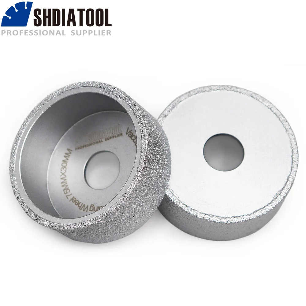 SHDIATOOL Diamond Flat Grinding Wheel Profile Wheel 75mmX15mm Vacuum Brazed For Stone Artificial Stone Ceremics Glass Concrete