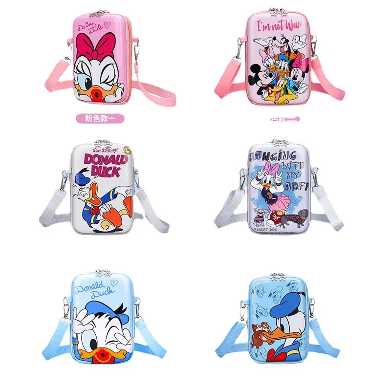 Disney-saco mensageiro dos desenhos animados para casais, mickey e amigos, pato Donald, bolsa de ombro margarida, mini porta-moedas móvel bonito, meninas