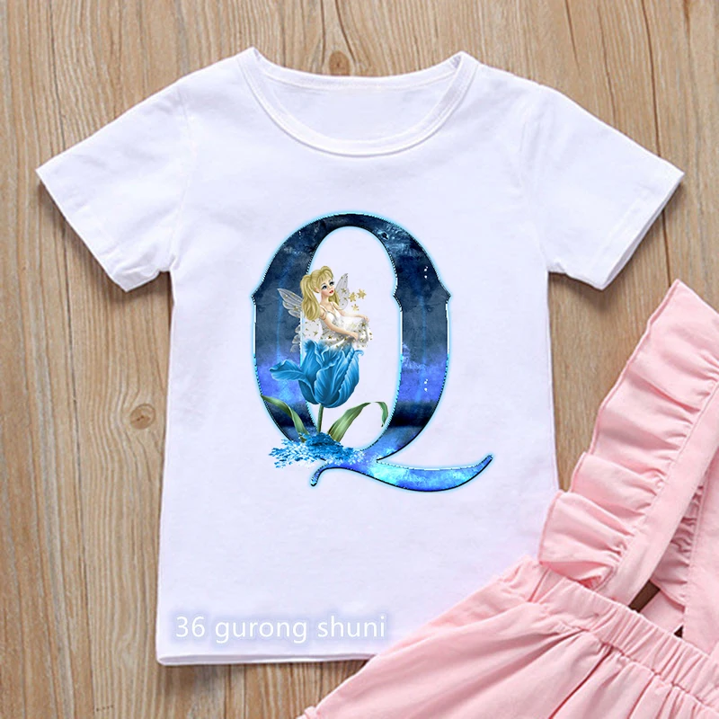 Kawaii girls t-shirt funny letter flower girl cartoon print kids birthday letter clothing summer tees toddler baby t shirt tops