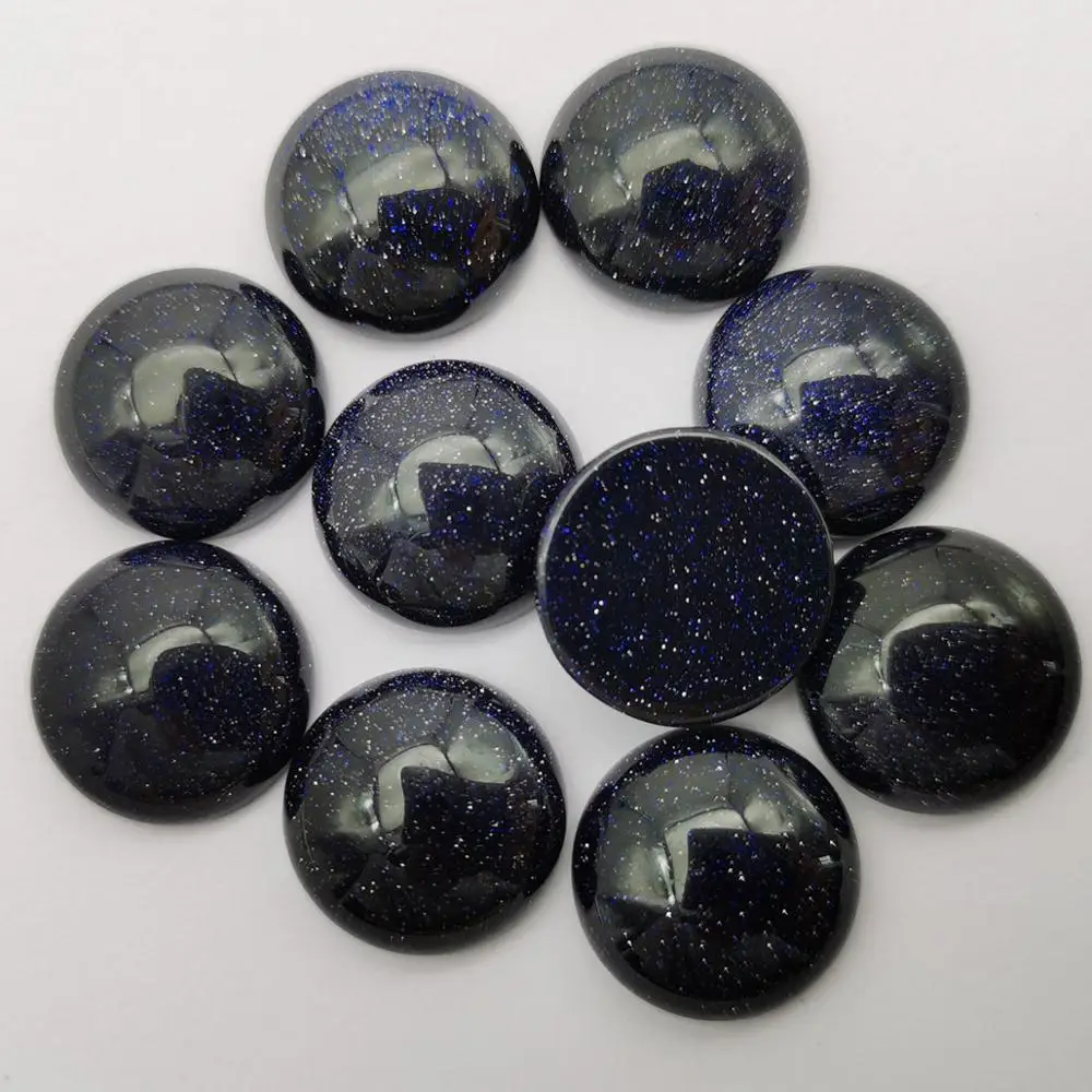 16MM Blue Sandstone Stone Round CAB GEM Cabochon Jewelry Bead (10 pcs/lot) H240