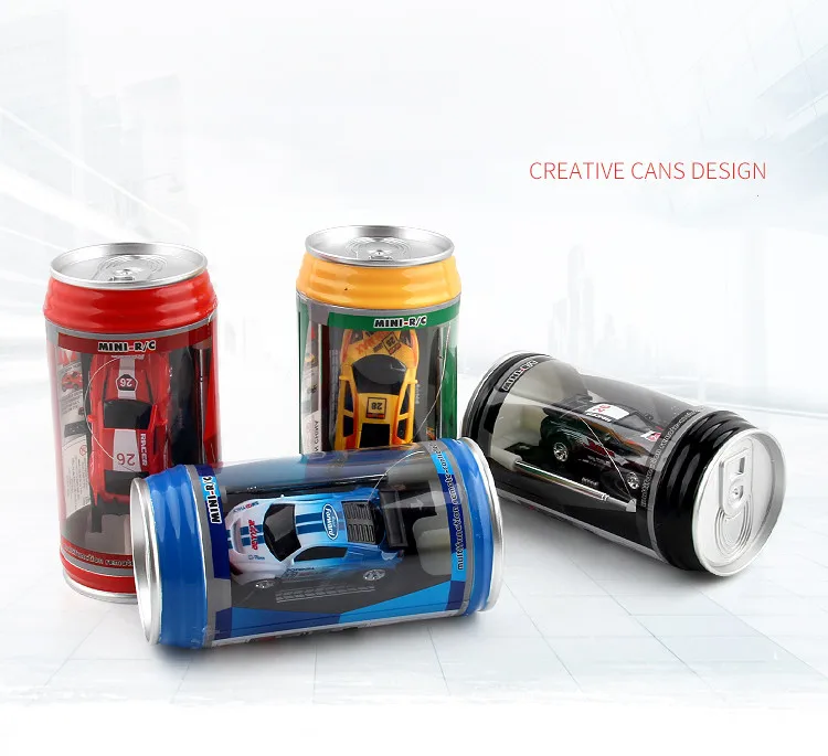 HOT! Original 7 Colors Coke Can RC Car Radio Remote Control Car Micro Racing Car Toy 4pcs Road Blocks Kid\'s Toys Gifts