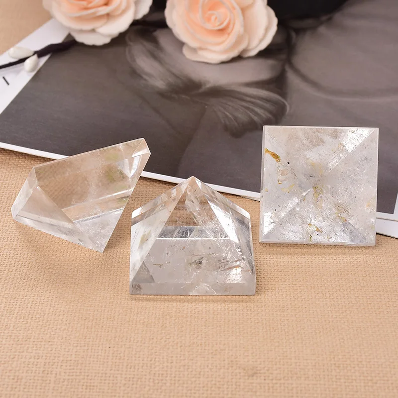 1PC Natural Crystal Clear Quartz Pyramid Healing Energy Stone Reiki Crystal Point Tower Home Decor Meditation Ore Mineral Gift