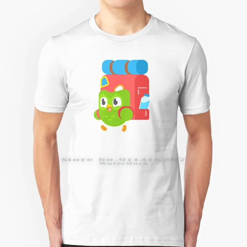 Duolingo Owl 100% Cotton T Shirt Duolingo Owl Bird Green Learning Backpack Languages Meme Dank Cute Annoying Funny Cool Weird