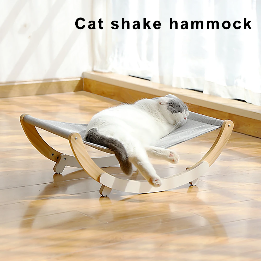 Comfortable Sunny Cat Hammock Removable Bed Lounger Solid Wood Durable Strong Wood Frame Bed Small Dogs Sofa Mat Pet Cat Bed For