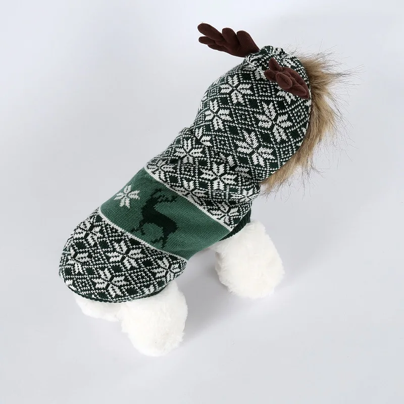 Maglione per animali domestici alce di natale abbigliamento per cani gatto cucciolo invernale maglieria maglioni felpa con cappuccio abbigliamento capodanno per cani di taglia medio-piccola