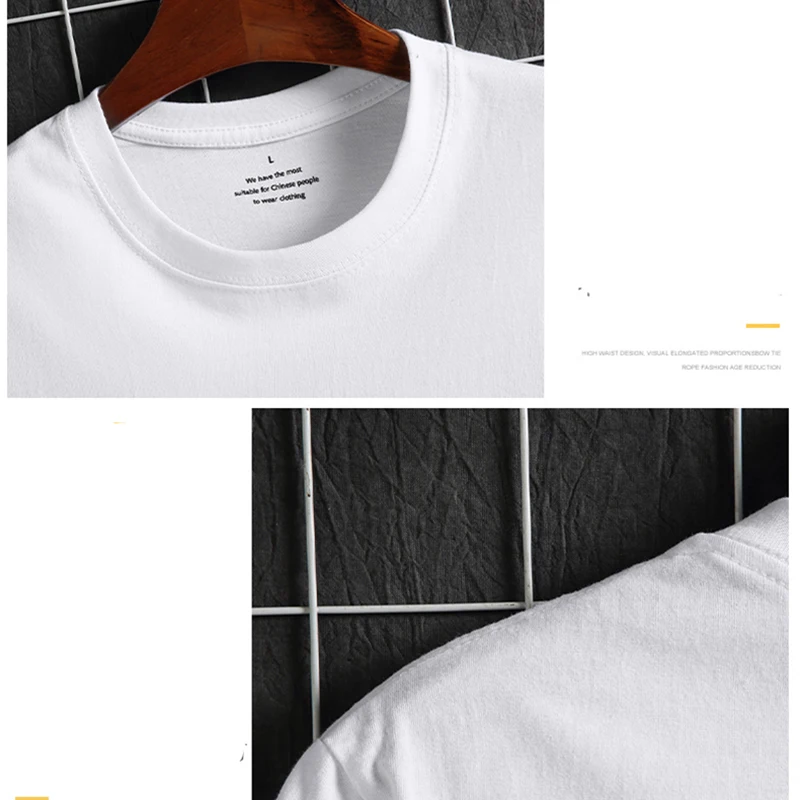 2021 Mannen T-shirt Katoen Korte Mouwen Tij Man Mode Grote Maat Dieptepunt Mannen T-shirt Tops Ronde Hals Tee zomer Witte Tee