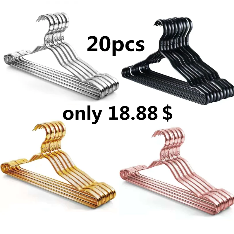 

20PCS Cheap Hangers Household Multi-functional Clothes Hanger Adult Clothing Store Drying Racks Home Hanging Organizers 42CM