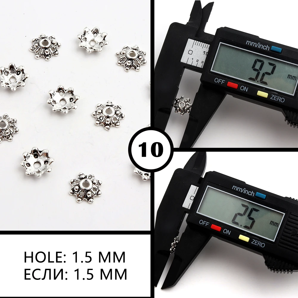 50 stücke Antike Kupfer Splitter Bronze Gold Runde Polygon Hohlen Form Metall Spacer Blume Perlen Kappen Für Schmuck Ketten, Der DIY – Detail 16