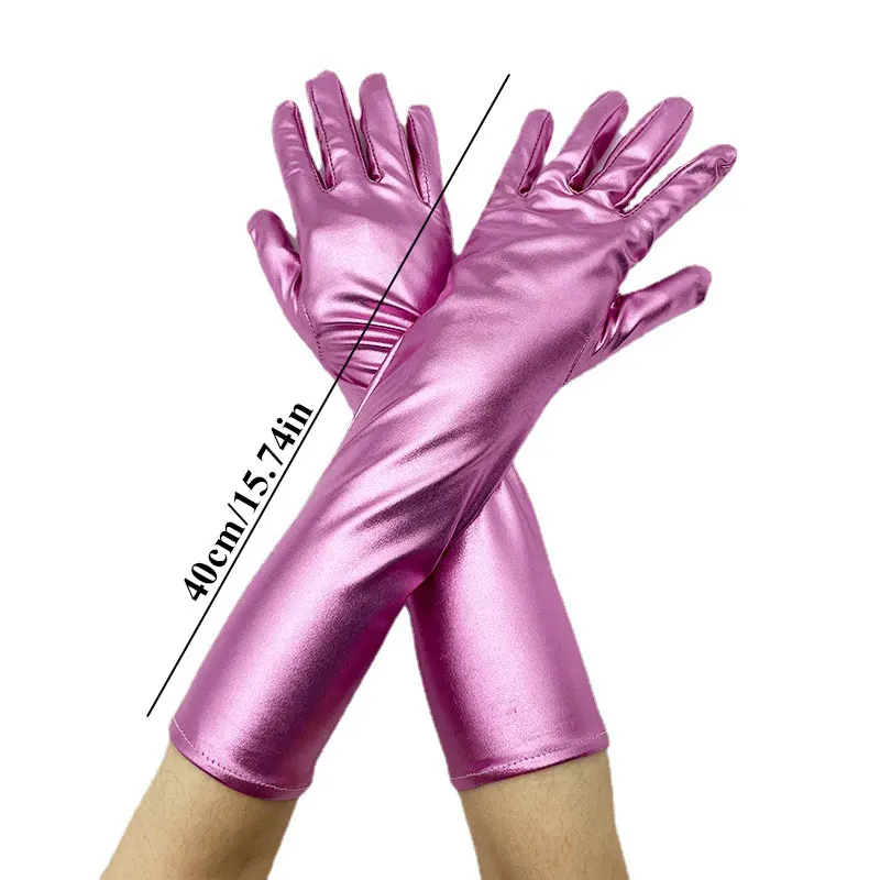 Evening Party Performance Mittens Mid-Length Etiquette Gloves Gold Silver Tight Arm Covers Women Sexy Elbow Length Long Gloves