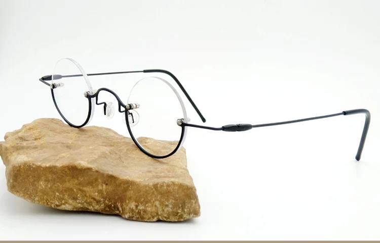 Vintage Kleine Runde Halbrand-Lesebrille mit Blaulichtfilter, Retro Runde Rahmenlose Presbyopie Korrektionsbrille – Detail 4