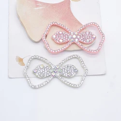 10Pcs 60*32mm Crystal Rhinestone Bowknot Appliques for DIY Clothes Hat Sewing Patches Headwear Bow Centre Decor Accessories