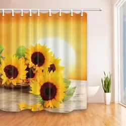 150*180/180*180/180*200 Sunflower Printed Waterproof  Shower Curtain Thicken Bathroom Curtains Bathroom Hanging Shower Curtains