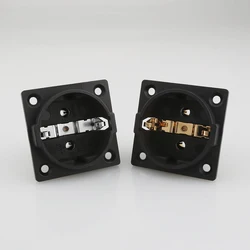 High Quality AE03G Gold/Rhodium Plated Schuko Plug Socket HIFI AC 250V 16A EU 2 pin IEC inlet Power Uitimate Schuko Chassis 1PC