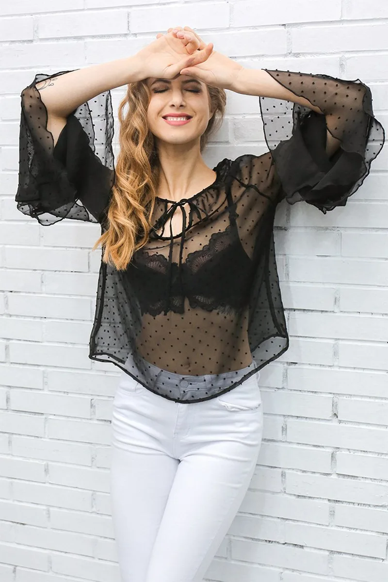 

2025 женские марлевые блузки с принтом в горошек, большие размеры 9XL, 8XL, 7XL, 6XL, топы с расклешенными рукавами