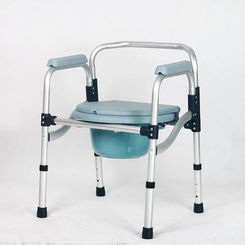 

Commode Chair Aluminum Alloy Button Collapsible Height Adjustment Strong Load Bearing Multifunction Extremely Convenient Chair