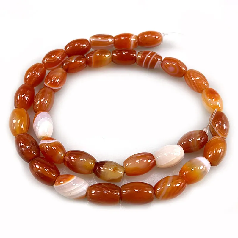 Natural Red Carnelian Beads Olive Rice Agate Stone Loose Beads For Jewelry Making Beads Women Bracelets Necklace Gift