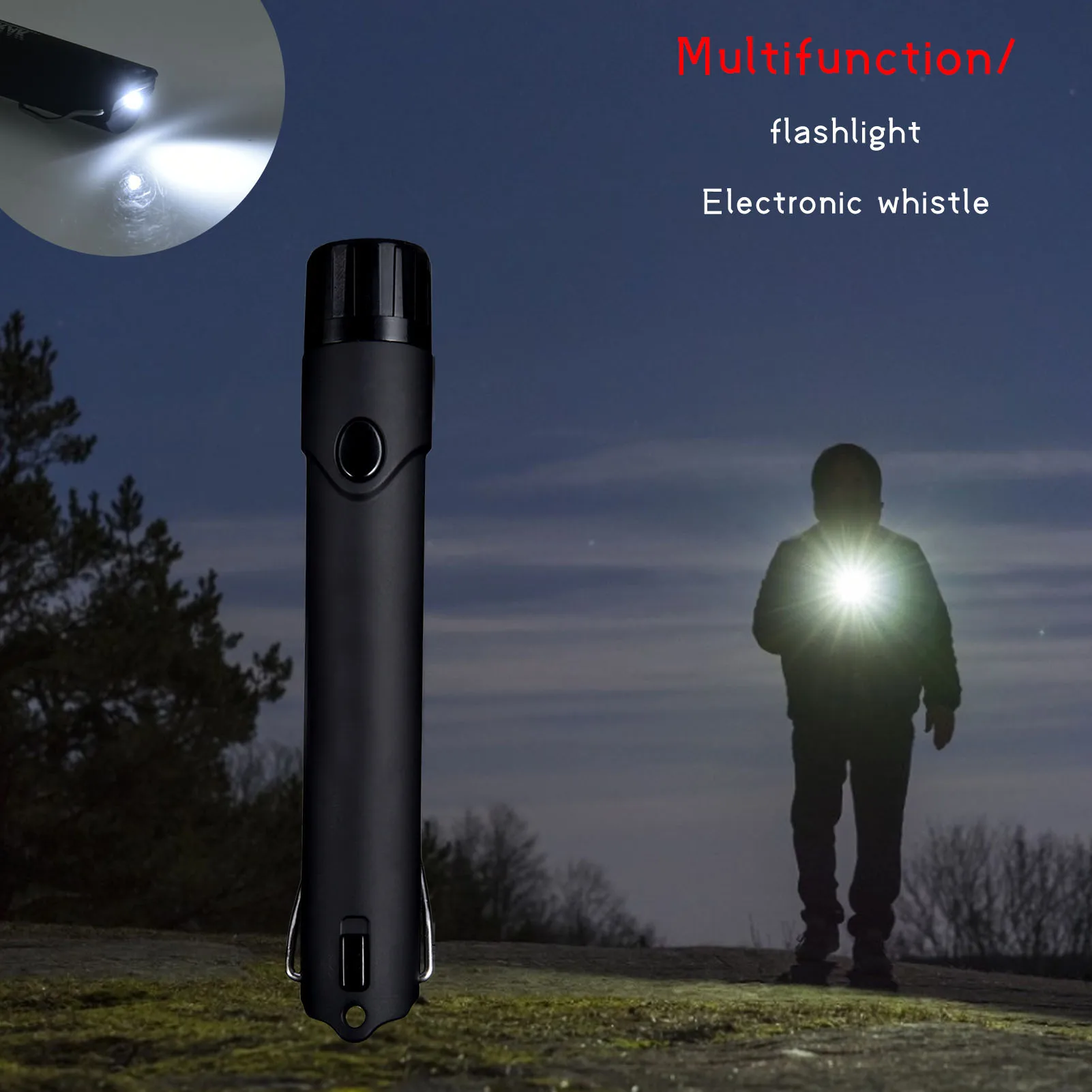 2-in-1 Electronic Flashlight Whistle Referee Tones Whistle Waterproof Emergency Whistle For Outdoor Survival Sports Events