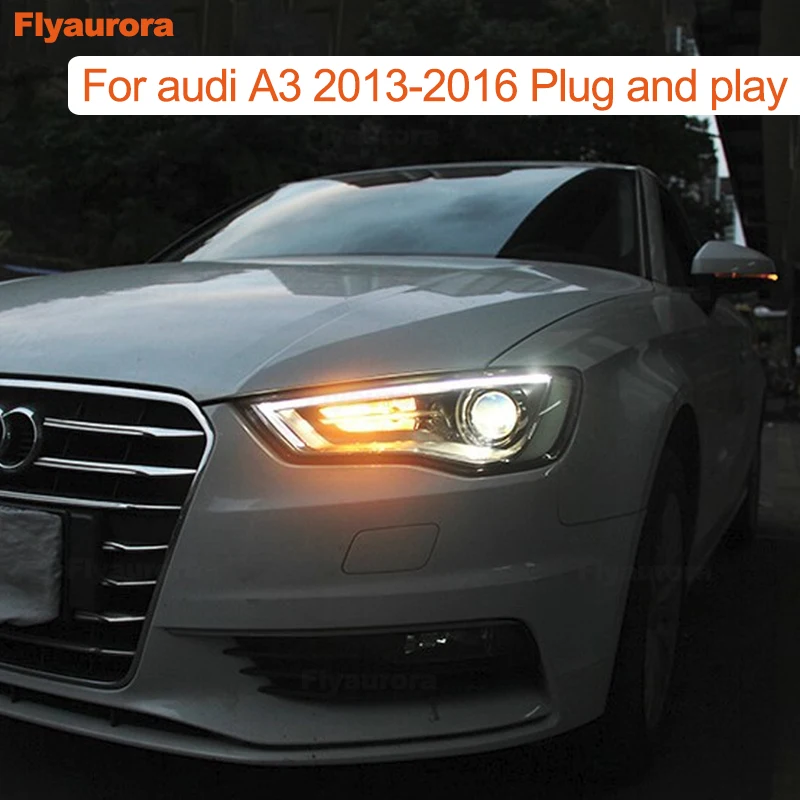 

Для AUDI A3 фары 2013-2016 для A3 A4,A5,A8,Q7,S3 S4 S5 S6 S7 S8 Передняя светодиодная фара DRL Передняя Биксеноновая линза двойной луч HID комплект