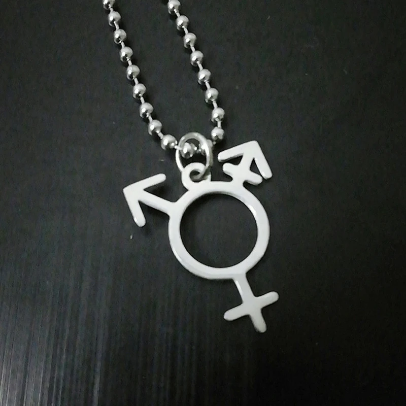 Edelstahl Transgender Symbol Halskette Transgender Pride Schmuck Männliche Und Weibliche Symbol Halskette Transgender geschenk