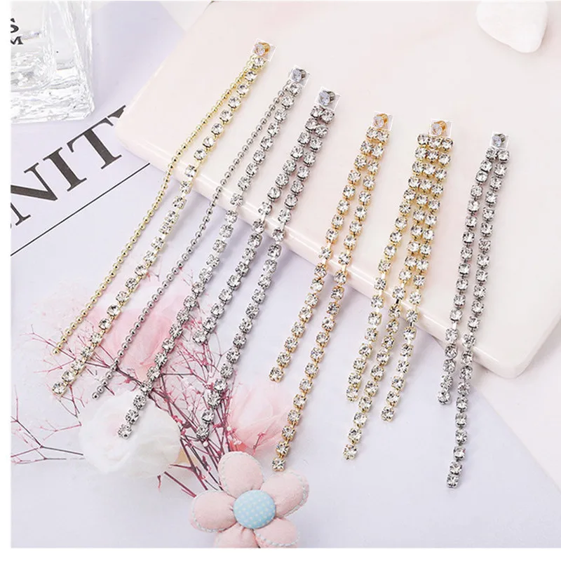 Earrings For Women Dangle Pendientes De Aro Crystal Tassels Oorbellen Hangers Drop Statement Tassel 2022 Trend Fashion Trendy