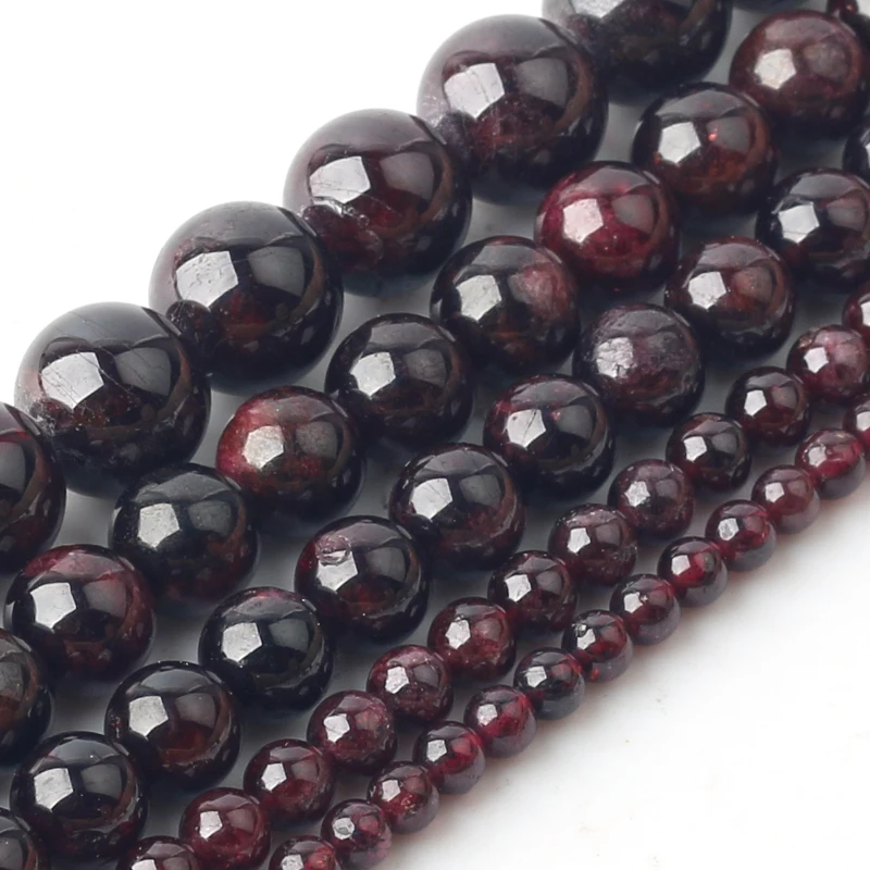 Wholesale Fine AAA+ Natural Garnet Round Stone Beads For Jewelry Making DIY Bracelet Necklace Material 4/6/8/10/12mm Strand 15''