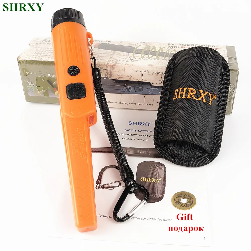 SHRXY-Upgraded Pro Pinpointing Metal Detector, ponteiro ajustável impermeável, Hand Held, GP-pointer2, laranja e cor preta