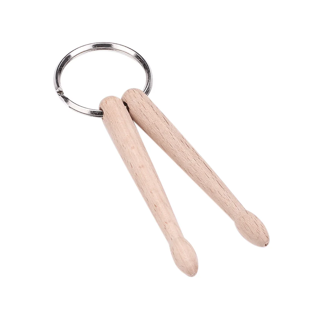 New Portable Mini Wood Drumsticks Keychain Key Ring Chain Beech Drum Sticks Keyrings Percussion Music Man Women Boys Gift