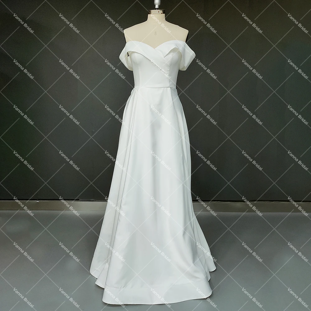 Robe de Mariée Micro en Satin à Fente Haute, Simple, Froncée, Croisée, Personnalisée, Grande Taille, avec Corset et à Traîne de Balayage, pour Patients