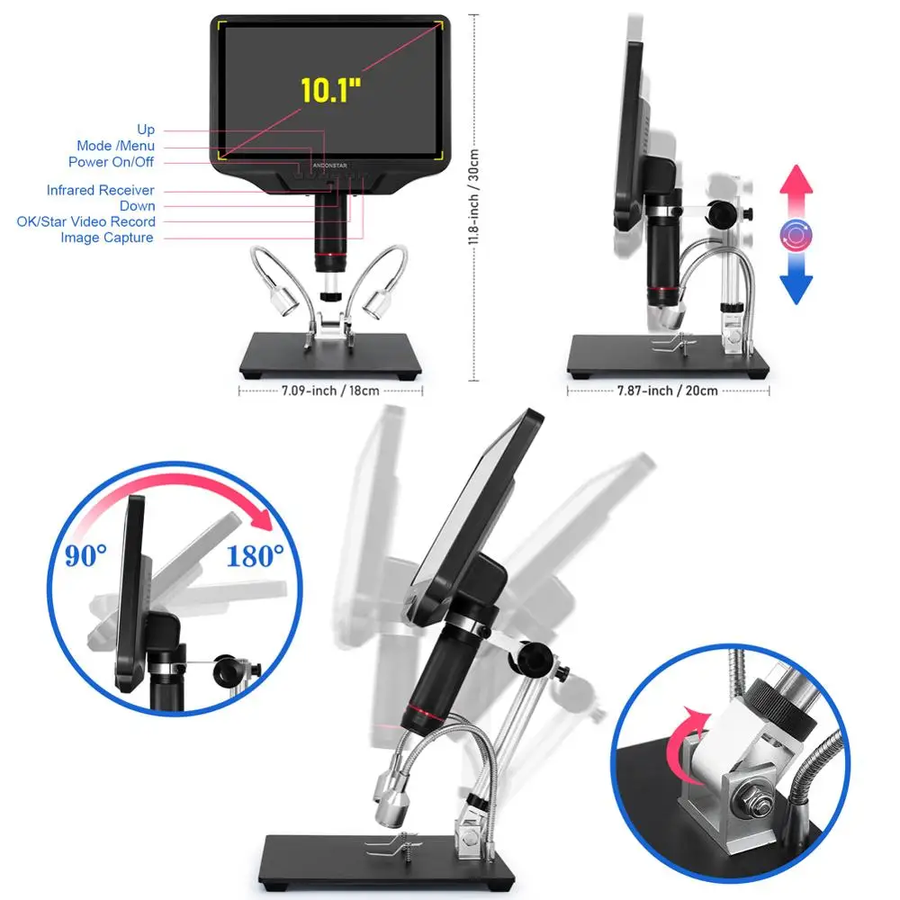 Andonstar 10.1\'\' WIFI HDMI/USB AD409 HDMI Digital Microscope Measure Software PC Connection for PCB Soldering microscope Tools