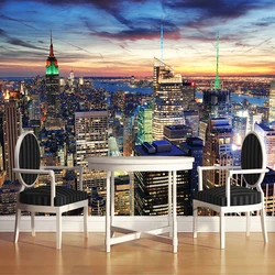 Custom Photo 3D Mural Wallpaper City Building Night View Wall Painting Home Decor Living Room Bedroom Papel De Parede Tapety Art