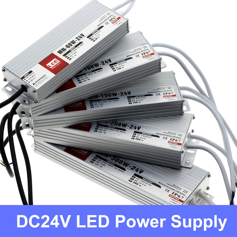 IP67 Waterproof Switching Power Supply DC12V 24V 10W 30W 60W 100W 150W 200W 300W Lighting Transformers for Outdoor Lights Driver