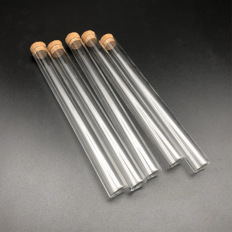 10pcs/Pack 18x180mm Lab Flat Bottom Glass Test Tube With Cork Stoppers Laboratory Glassware Container