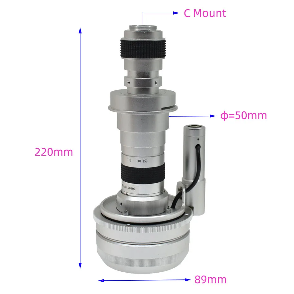 Automatic Motorized Synchronous Motor Action 3D Stereo Microscope 25X-150X C Mount Electronic Zoom Lens Stereo Microscope